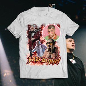 Vintage Inspired White Bad Bunny Latin Music Tee